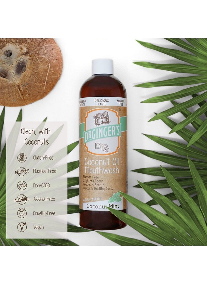 Doctor Ginger's - Dr. Ginger's Coconut Oil Pulling Mouthwash, All-Natural Oil Pulling & Xylitol to Target Bad Breath, Support Tongue and Gum Health and Brighten Teeth, Fluoride-Free, Coconut Mint Flavor, 14fl oz, 2ct - Image 1