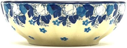 Polish Pottery Gallery Polish Pottery Bowl  Shallow Scalloped  Small  White Poppy - Image 2