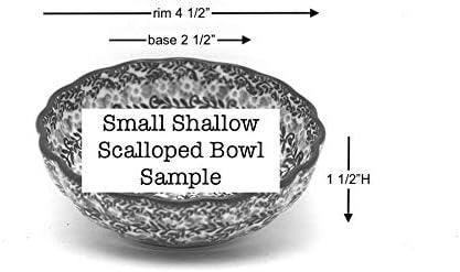 Polish Pottery Gallery Polish Pottery Bowl  Shallow Scalloped  Small  White Poppy - Image 3