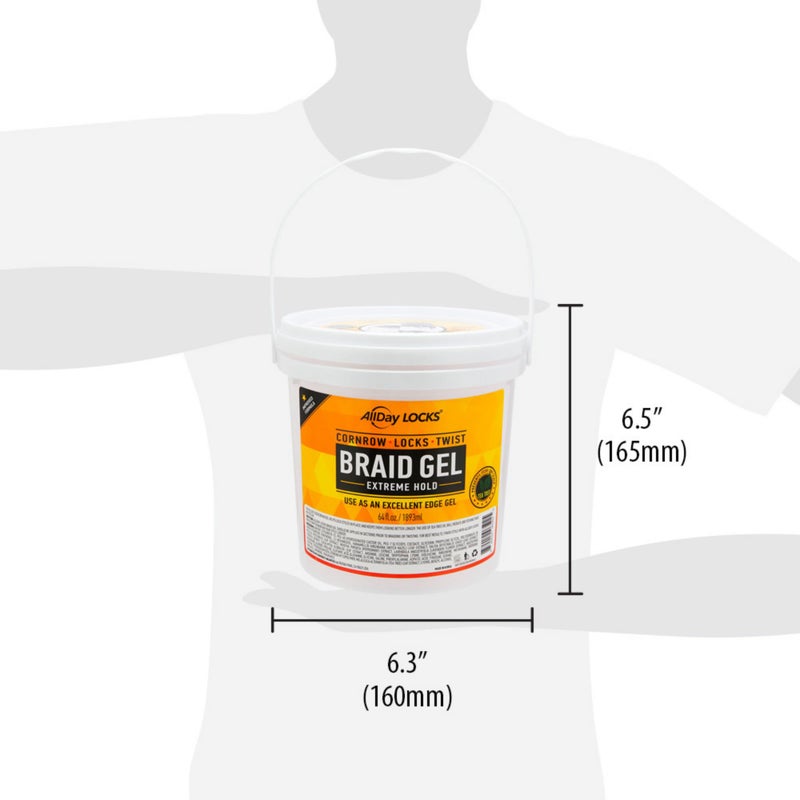 AllDay Locks Braid Gel Extreme Hold - Braiding Gel for Cornrows, Locks, & Twisting, Moisturizing Edge Control for Women and Men, Natural Formula for Extreme Hold - 64 oz Bucket - Image 3