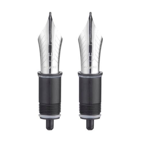 Asvine Set of 2 Number 8 Fountain Pen Replacement 1.1 Stub Nibs - Compatible with C2000, V800 and C80- Silver - Image 1