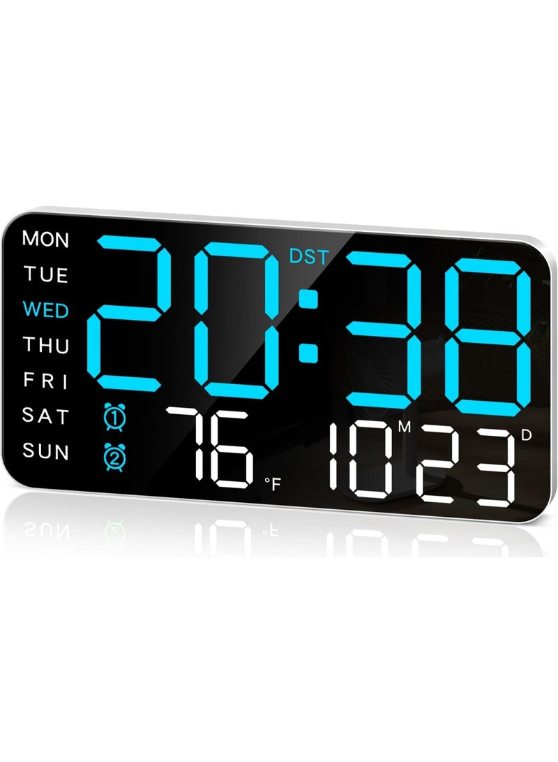 كيلا 8.4 بوصة ساعة حائط رقمية كبيرة، ساعة منبه LED بأرقام كبيرة، تاريخ، درجة حرارة، توقيت صيفي، تصميم عصري للطاولة، 5 مستويات سطوع للغرفة، غرفة النوم، هدية، الشباب وكبار السن - Image 1