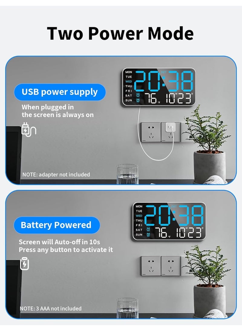 كيلا 8.4 بوصة ساعة حائط رقمية كبيرة، ساعة منبه LED بأرقام كبيرة، تاريخ، درجة حرارة، توقيت صيفي، تصميم عصري للطاولة، 5 مستويات سطوع للغرفة، غرفة النوم، هدية، الشباب وكبار السن - Image 5