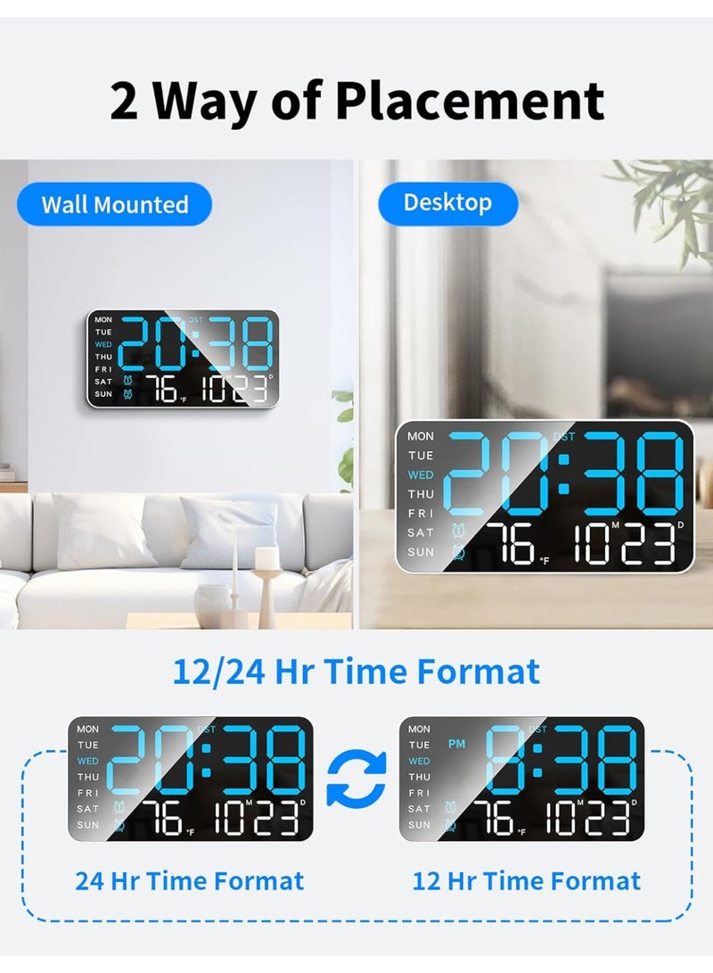 كيلا 8.4 بوصة ساعة حائط رقمية كبيرة، ساعة منبه LED بأرقام كبيرة، تاريخ، درجة حرارة، توقيت صيفي، تصميم عصري للطاولة، 5 مستويات سطوع للغرفة، غرفة النوم، هدية، الشباب وكبار السن - Image 2