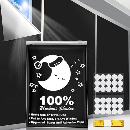 SUSNID ستائر تعتيم محمولة، (40" × 57") ظلال تعتيم، 100% ستائر تعتيم محمولة لأي نافذة مع 15 زوج من الأزرار اللاصقة، ظلال تعتيم مؤقتة للأطفال/المسافرين/غرفة النوم - Image 1
