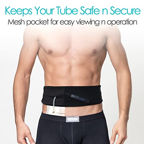 DiaBelt Breathable Peritoneal Dialysis Belt with Mesh Pouch PD Catheter Transfer Set Holder Accessories with Slits for G-Tube Feeding Tube Peg Tubing Stomach Women Men Adults Black - Image 2