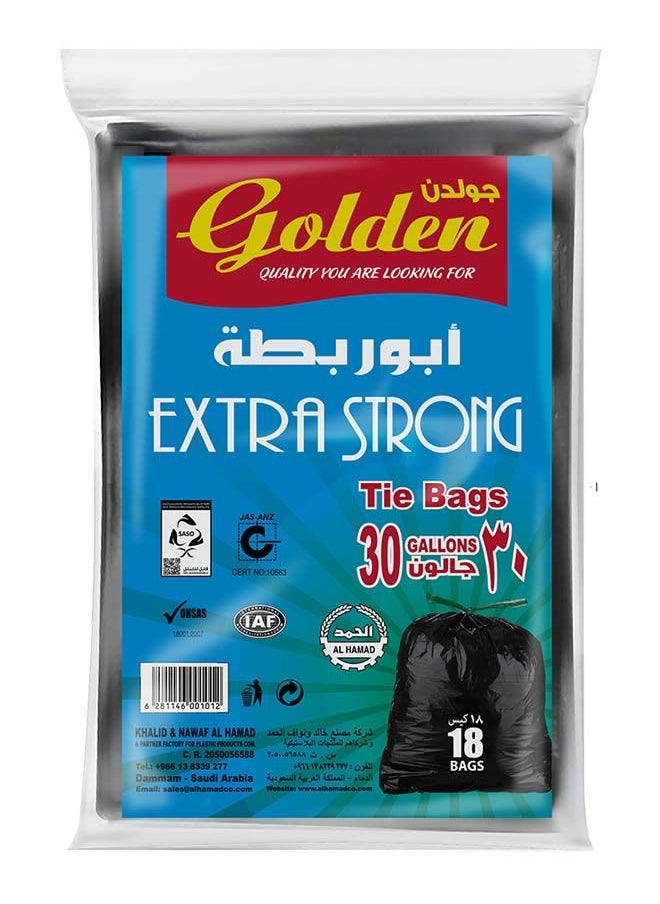 Golden - كيس قمامة مع ربطة عنق 30 جالون - Image 1