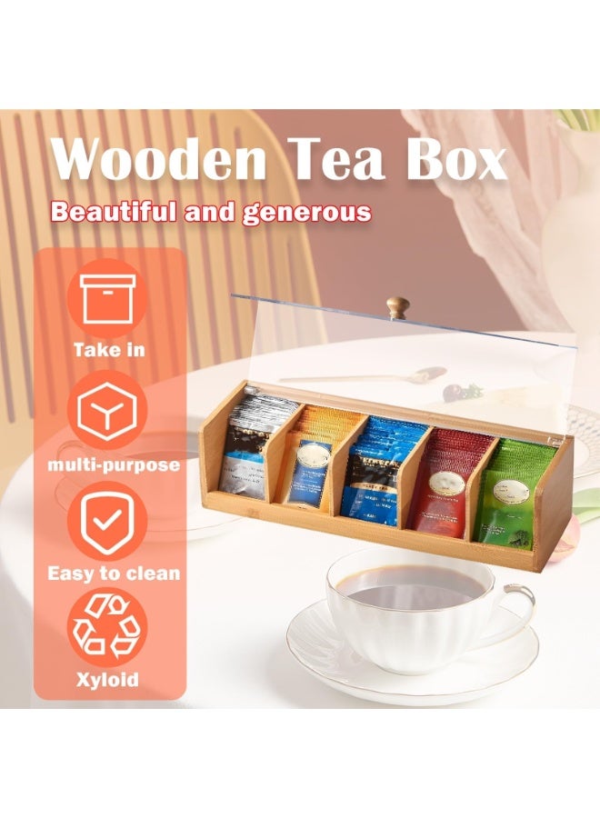 Arabest Bamboo Tea Bag Organizer with Acrylic Window, 5 Compartments Tea Storage Box for Teabags, Home Kitchen, Office, Countertop Tea Station, Tea Holder for Pantry, Drawer, Cabinet - Image 5