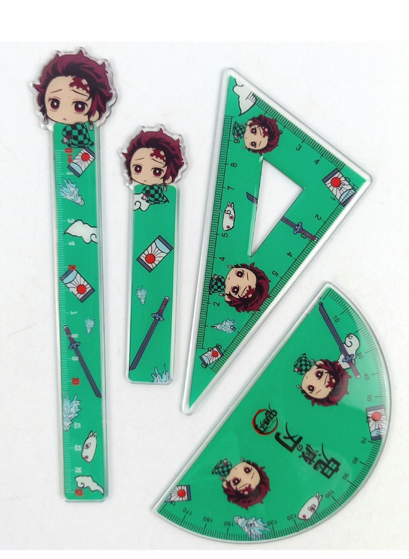Excefore 4 Pcs Epoxy Math Tool Plastic Cartoon Ruler Sets, Includes Straight Ruler - Image 1