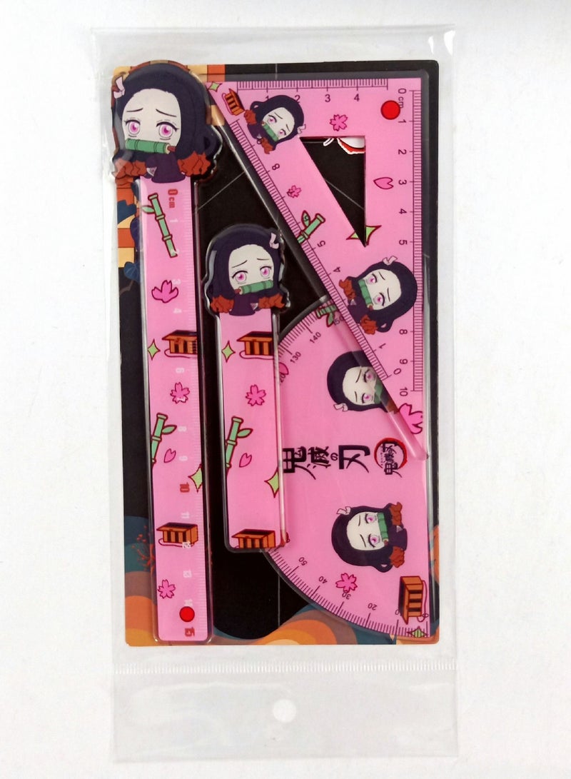 Excefore 4 Pcs Epoxy Math Tool Plastic Cartoon Ruler Sets, Includes Straight Ruler - Image 3