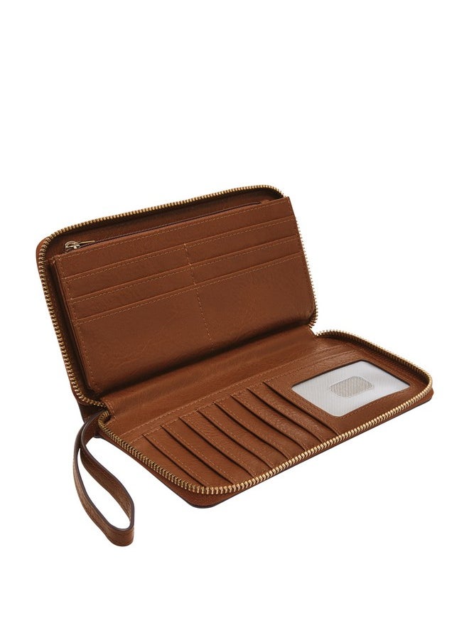 FOSSIL - Women'S Liza Leather Wallet Zip Around Clutch With Wristlet Strap Brown (Model: Sl7878G200) - Image 1