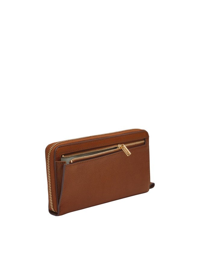FOSSIL - Women'S Liza Leather Wallet Zip Around Clutch With Wristlet Strap Brown (Model: Sl7878G200) - Image 1