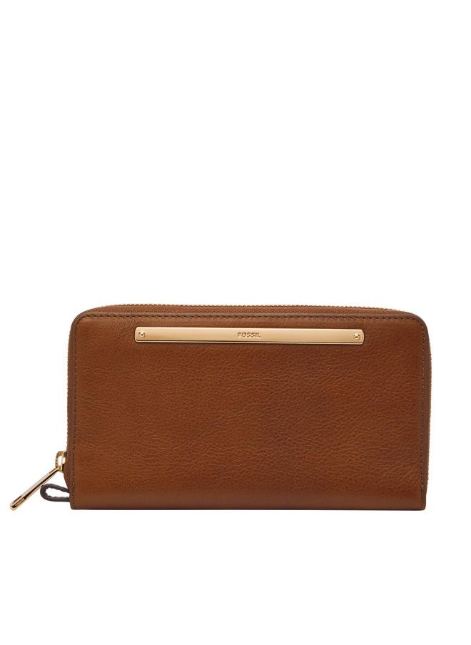 FOSSIL - Women'S Liza Leather Wallet Zip Around Clutch With Wristlet Strap Brown (Model: Sl7878G200) - Image 1
