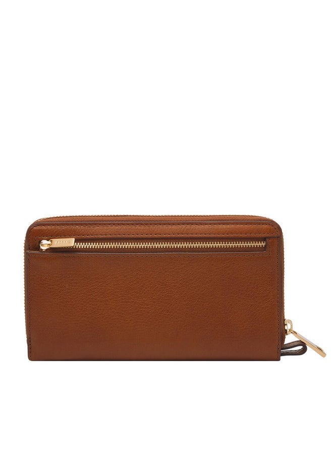 FOSSIL - Women'S Liza Leather Wallet Zip Around Clutch With Wristlet Strap Brown (Model: Sl7878G200) - Image 1