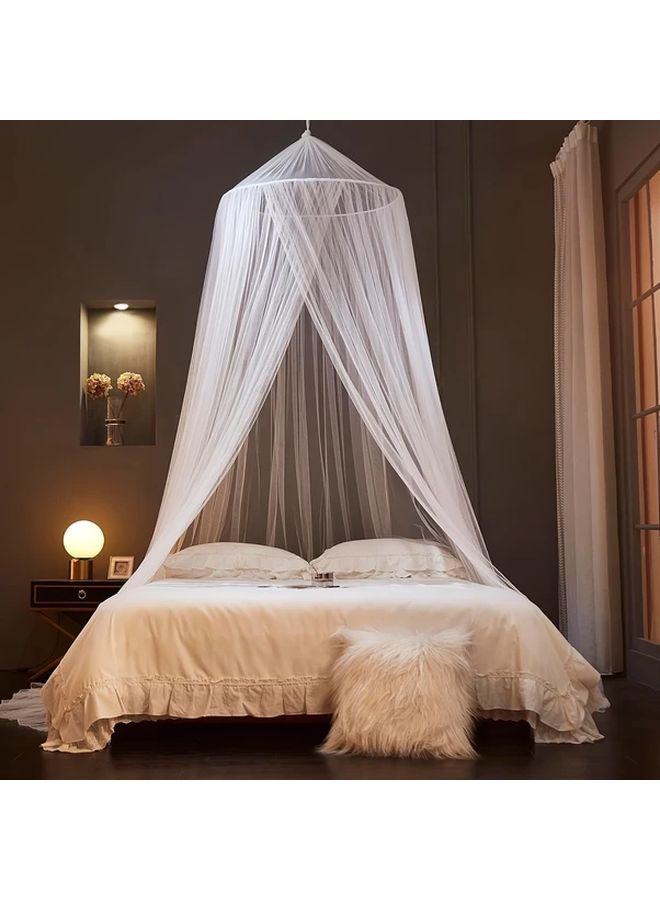 Large 98.4inch X 492.13inch White Mosquito Net Dome Ceiling Tent 100 Percent Polyester Mesh For Mosquito Prevention Elegant Room Decor No Stand Needed - Image 1
