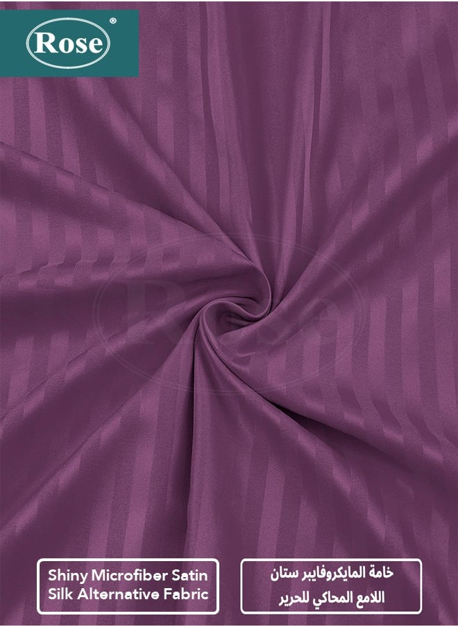 Rose Rose Luxurious Hotel Stripe Fitted Sheet with Deep Pockets and Pillow Case, Bed Sheet 2-Pieces Set, Soft & Silky Microfiber Breathable and Cooling, Extra Twin Size 120x200+35 cm, Dark Purple  - Image 4