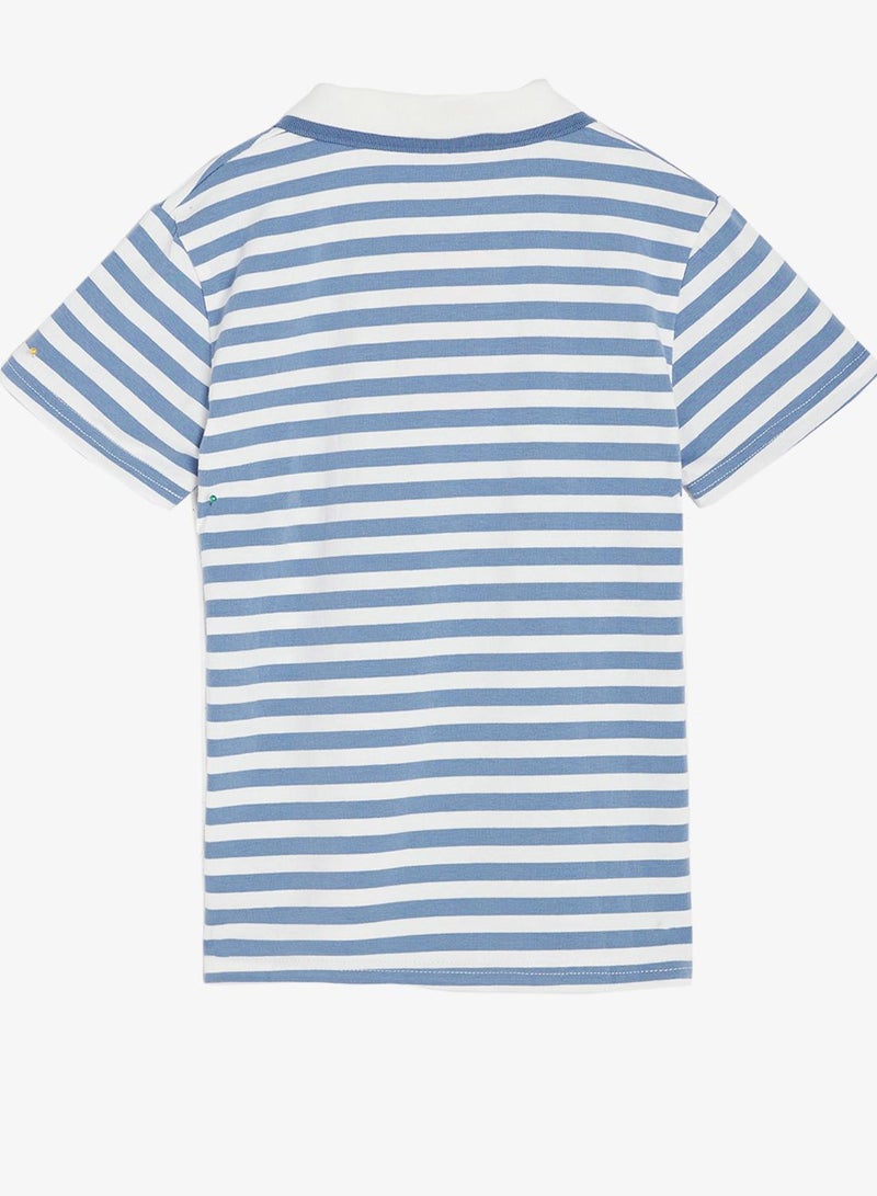 Pinata Cute Puppy Print Stripe Cotton Polo Tshirt - Image 3