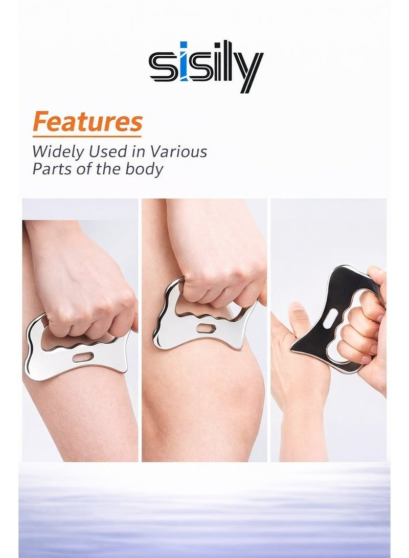 Sisily Stainless Steel Gua Sha Scraping Massage Tool for Soft Tissue Therapy, Use on Back, Legs, Arms, Neck, Shoulder - Image 4