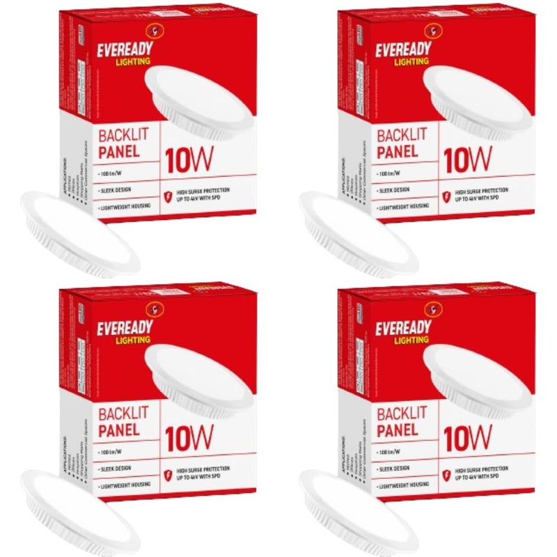 Eveready 10W Recessed Ceiling Light | Requires False Ceiling|4KV Surge Protection|High Lumen | Back Lit Down Light Panel | Cut Out - 4 inches (Round, Pack of 4) for Living Room,Bedroom,Hall,Kitchen - Image 5