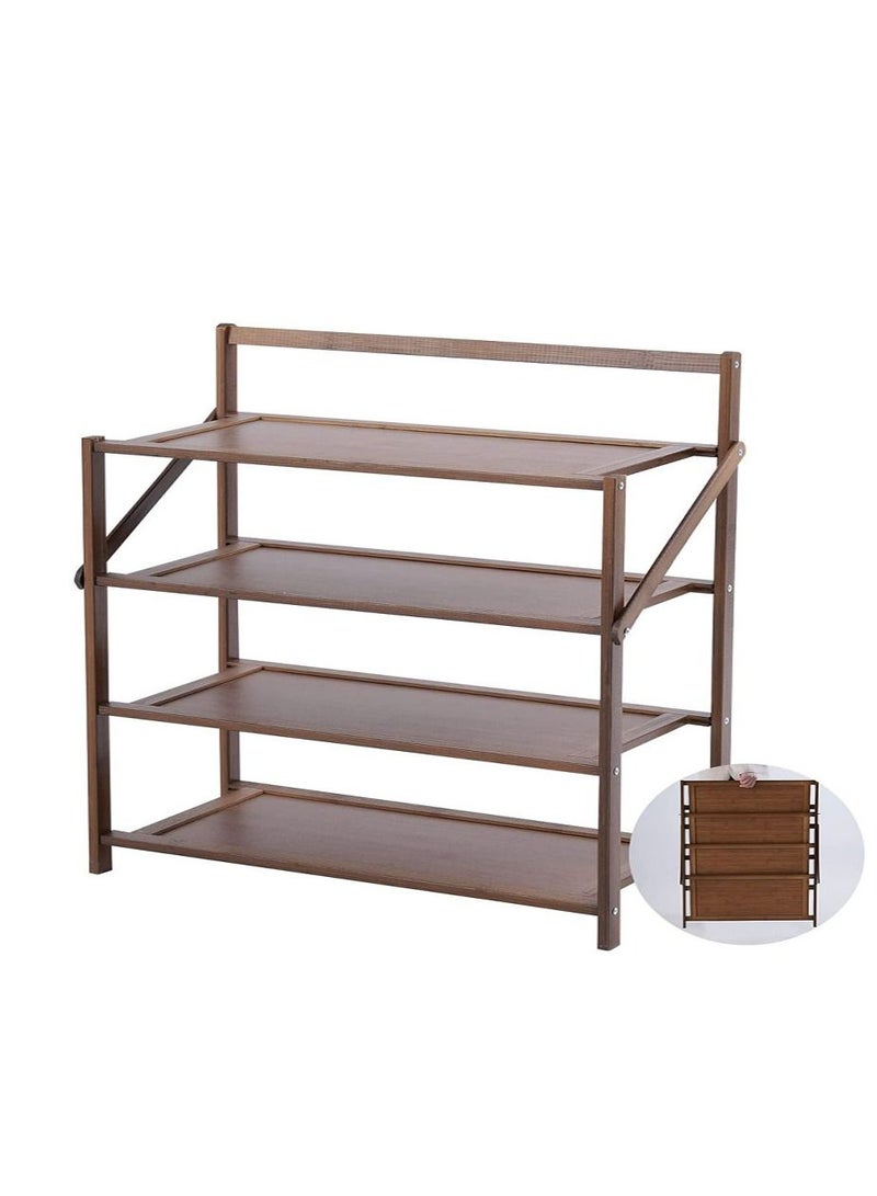 LINGWEI Bamboo Foldable Shoe Rack Storage Organizer For Entryway Portable Free Standing Shoe Shelf Multi Function For Indoor & Outdoor - Image 4