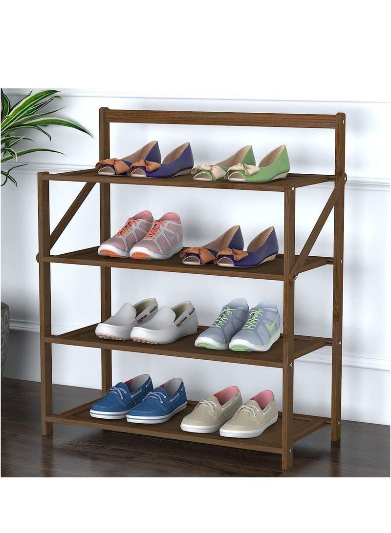 LINGWEI Bamboo Foldable Shoe Rack Storage Organizer For Entryway Portable Free Standing Shoe Shelf Multi Function For Indoor & Outdoor - Image 3