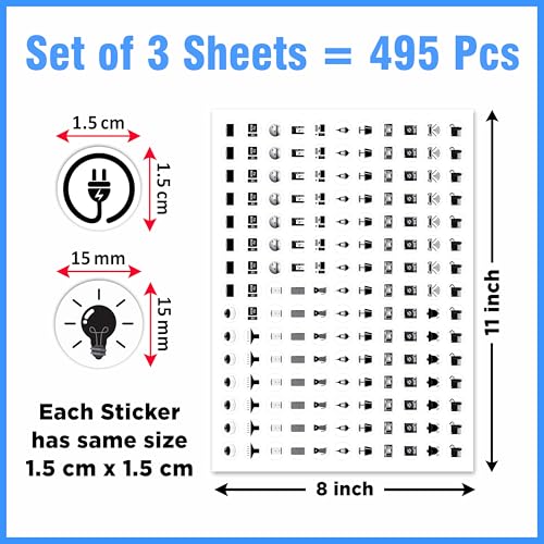 True Flair Trueflair Stickers for Switch Board for Home Wall Switches, Contain All Common Switch Stickers (Black and White) - Image 3
