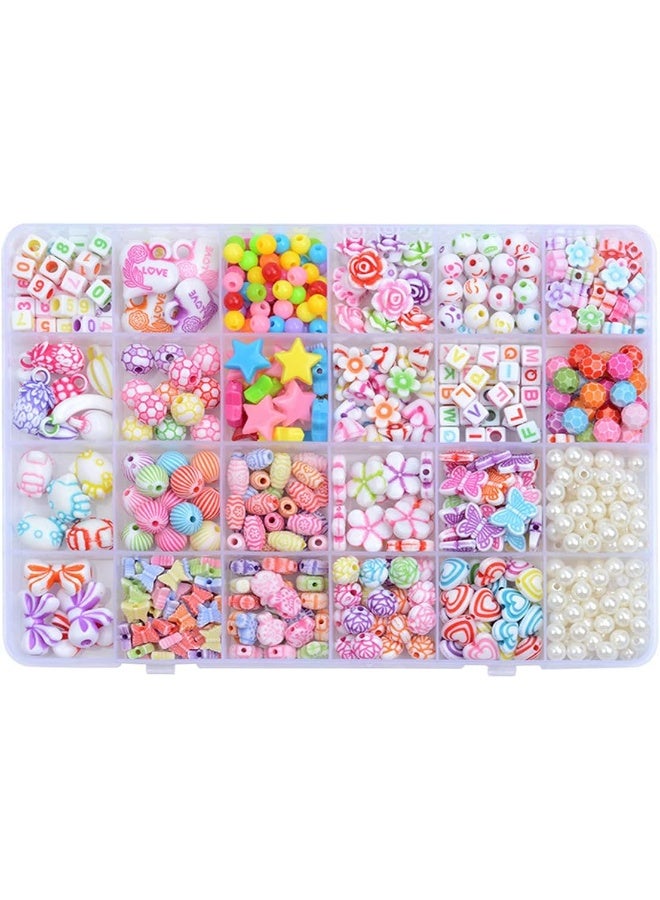 IBAMA IBAMA 24 Grids Diy Porcelain White Flower Rose Butterfly Star Balloon Letter Beads Pearl Beads Kit (450Pcs)  - Image 1