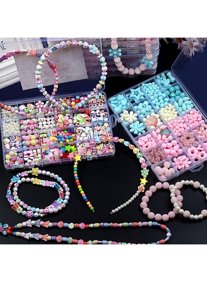 IBAMA IBAMA 24 Grids Diy Porcelain White Flower Rose Butterfly Star Balloon Letter Beads Pearl Beads Kit (450Pcs)  - Image 2