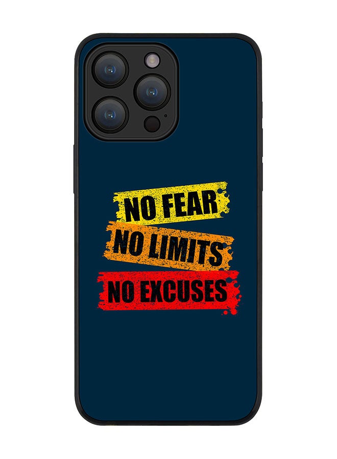 Stylizedd Cover for iPhone 15 Pro Case Rugged Black Slim fit Soft Flexible Anti Drop TPU Gel Thin Protective Phone Cases - No Fear Limits Excuses - Image 1