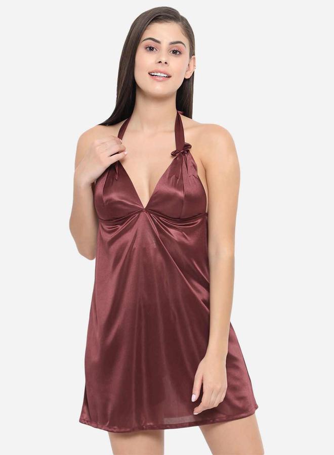 Take Two Solid Halter Neck Babydoll with Bow Detail By KLAMOTTEN - Image 2