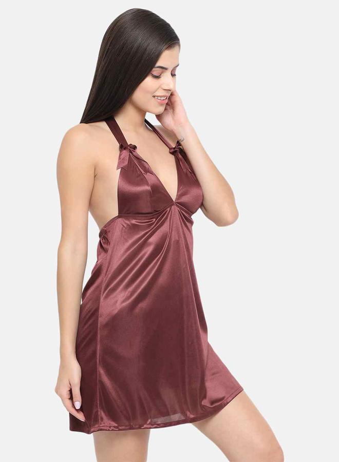 Take Two Solid Halter Neck Babydoll with Bow Detail By KLAMOTTEN - Image 4