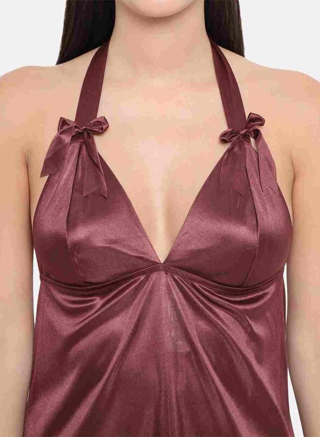 Take Two Solid Halter Neck Babydoll with Bow Detail By KLAMOTTEN - Image 5