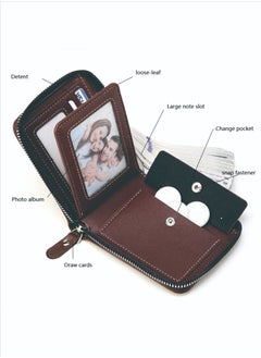CarrKen Men's Short Retro Horizontal Style Comfortable Mini Wallet Driver's Document Bag Combining Pickup Card Bag Zipper Coin Purse Black  - Image 2