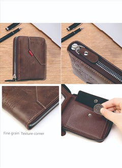 CarrKen Men's Short Retro Horizontal Style Comfortable Mini Wallet Driver's Document Bag Combining Pickup Card Bag Zipper Coin Purse Black  - Image 5