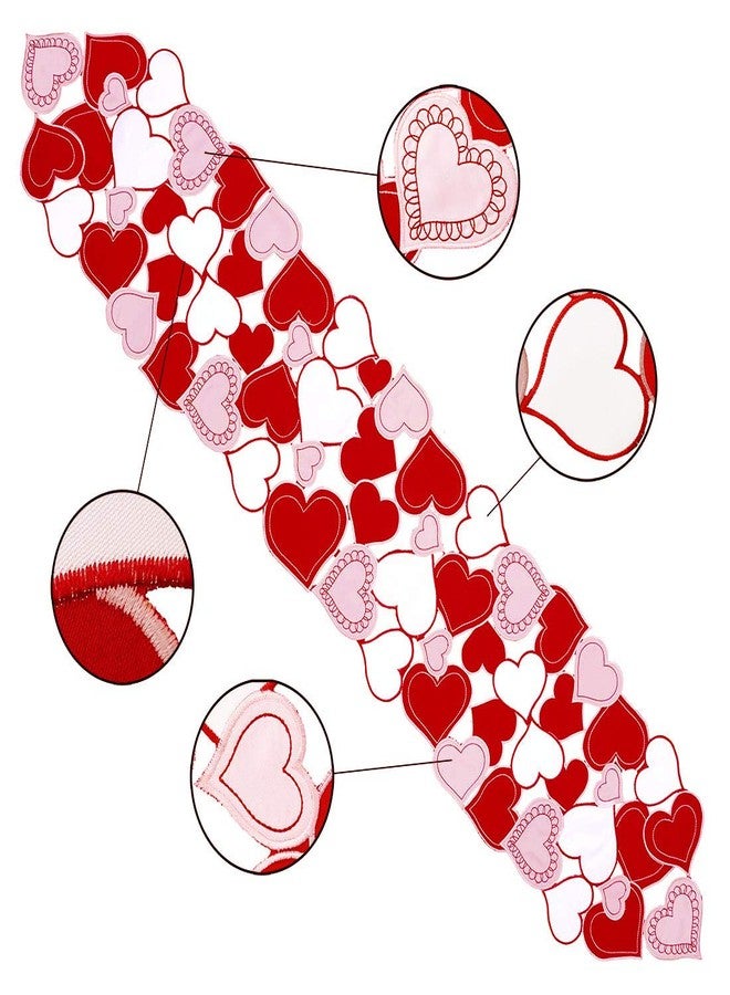 Simhomsen Embroidered Love Heart Table Runner for Mother’s Day, Wedding Anniversary, Marriage Proposals, Engagements, Romantic Events or Parties (13.5 × 69 inch) - Image 2
