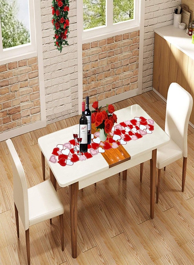 Simhomsen Embroidered Love Heart Table Runner for Mother’s Day, Wedding Anniversary, Marriage Proposals, Engagements, Romantic Events or Parties (13.5 × 69 inch) - Image 3
