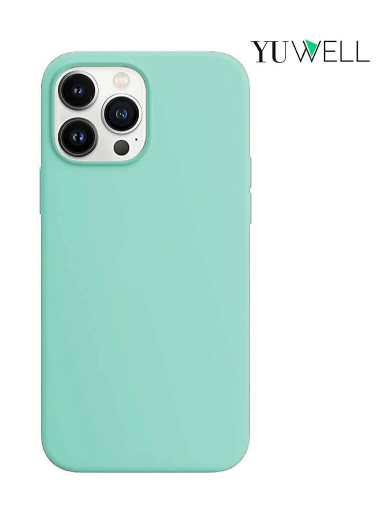 Yuwell - iPhone 14 Pro Silicone Protective Case For iPhone 14 Pro 6.1inch Soft Liquid Gel Rubber Cover Shockproof Thin Cover Compatible For iPhone 14 Pro Light Mint - Image 1