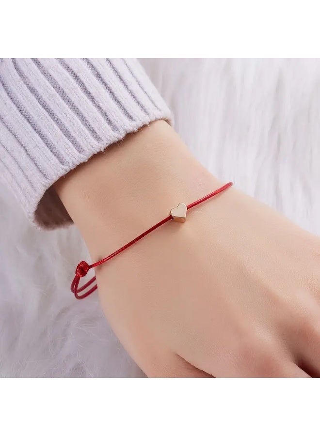 Goolsky Love Heart Shape Beads String Bracelet Simple Copper Hand Rope Jewelry Decor - Image 4