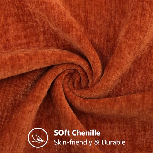 decorUhome Chenille Rust Throw Pillow Covers 18x18 Inch Set of 2, Decorative Soft Couch Pillow Covers Solid Dyed Accent Farmhouse Neutral Square Pillow Cases for Sofa - Image 2