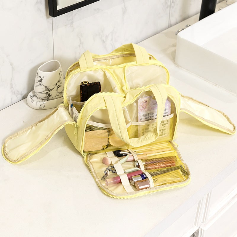 High Fashion Portable Cosmetic Bag Large Capacity Portable Mouth Red Envelope Travel Toiletries Cotton Storage Bag - Image 3