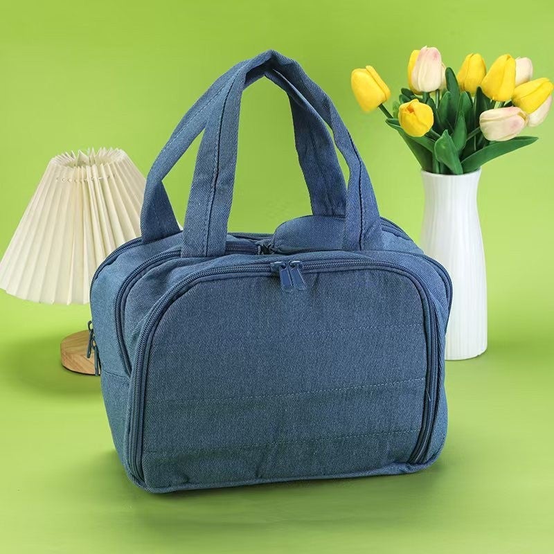 High Fashion Portable Cosmetic Bag Large Capacity Portable Mouth Red Envelope Travel Toiletries Cotton Storage Bag - Image 1