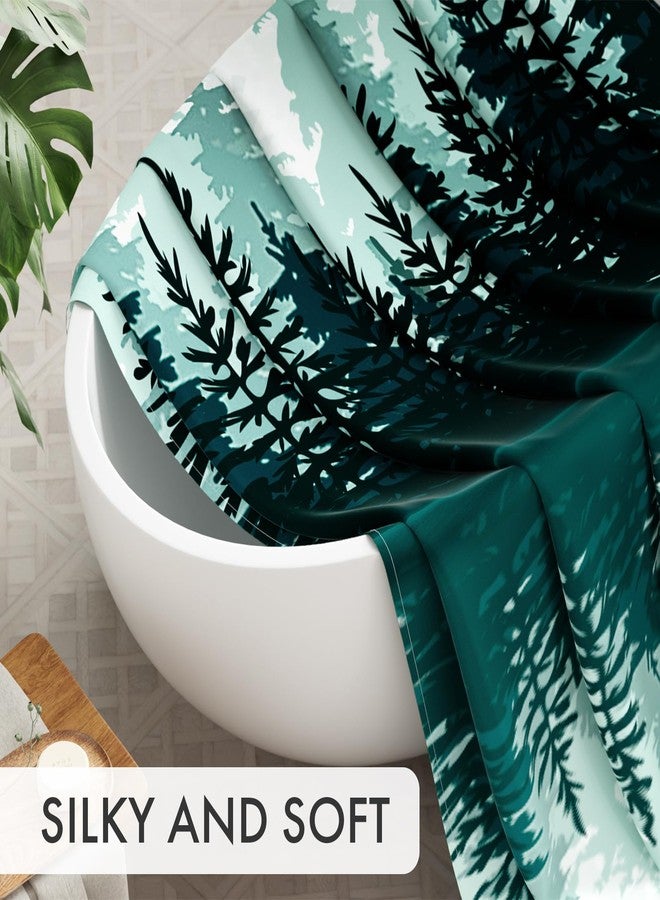 AmazerBath Shower Curtain Green, Washable Cloth Sage Green Shower Curtain Sets with 12 Metal Shower Curtain Hooks, Luxury Waterproof Rustic Fabric Shower Curtains for Bathroom Decor, 72x72 Inches - Image 4