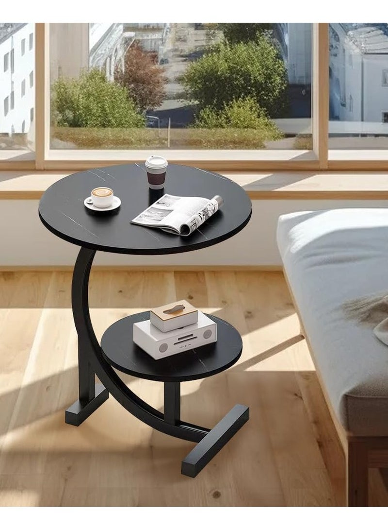 DubaiGallery Coffee Table Side Table Living Room Small Apartment Bedroom Balcony Leisure Double-layer Movable Light Luxury Sofa Side Table - Image 2