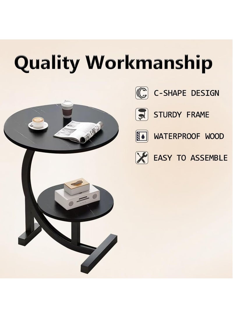 DubaiGallery Coffee Table Side Table Living Room Small Apartment Bedroom Balcony Leisure Double-layer Movable Light Luxury Sofa Side Table - Image 4