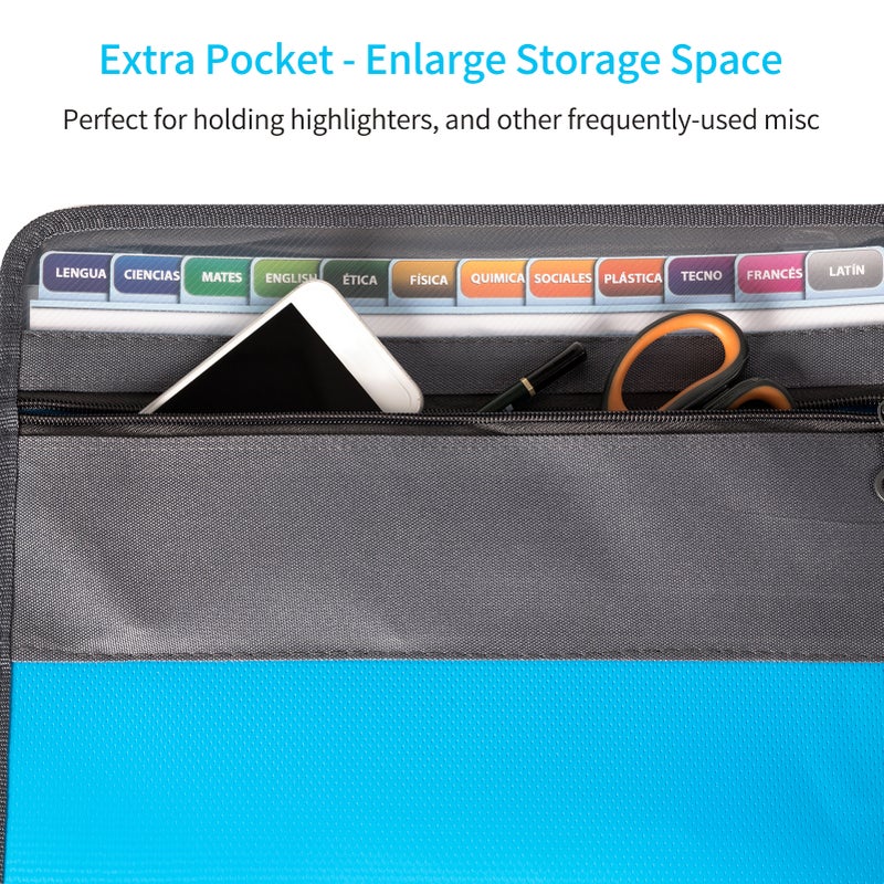 Expanding File Folder 13 Pocket Mini File Organizer Rainbow Color Accordion Folders with Sticky Blank Labels and Zipper Closure Portable A4 Size File Box Desktop Document Storage for Coupon Invoice - Image 5