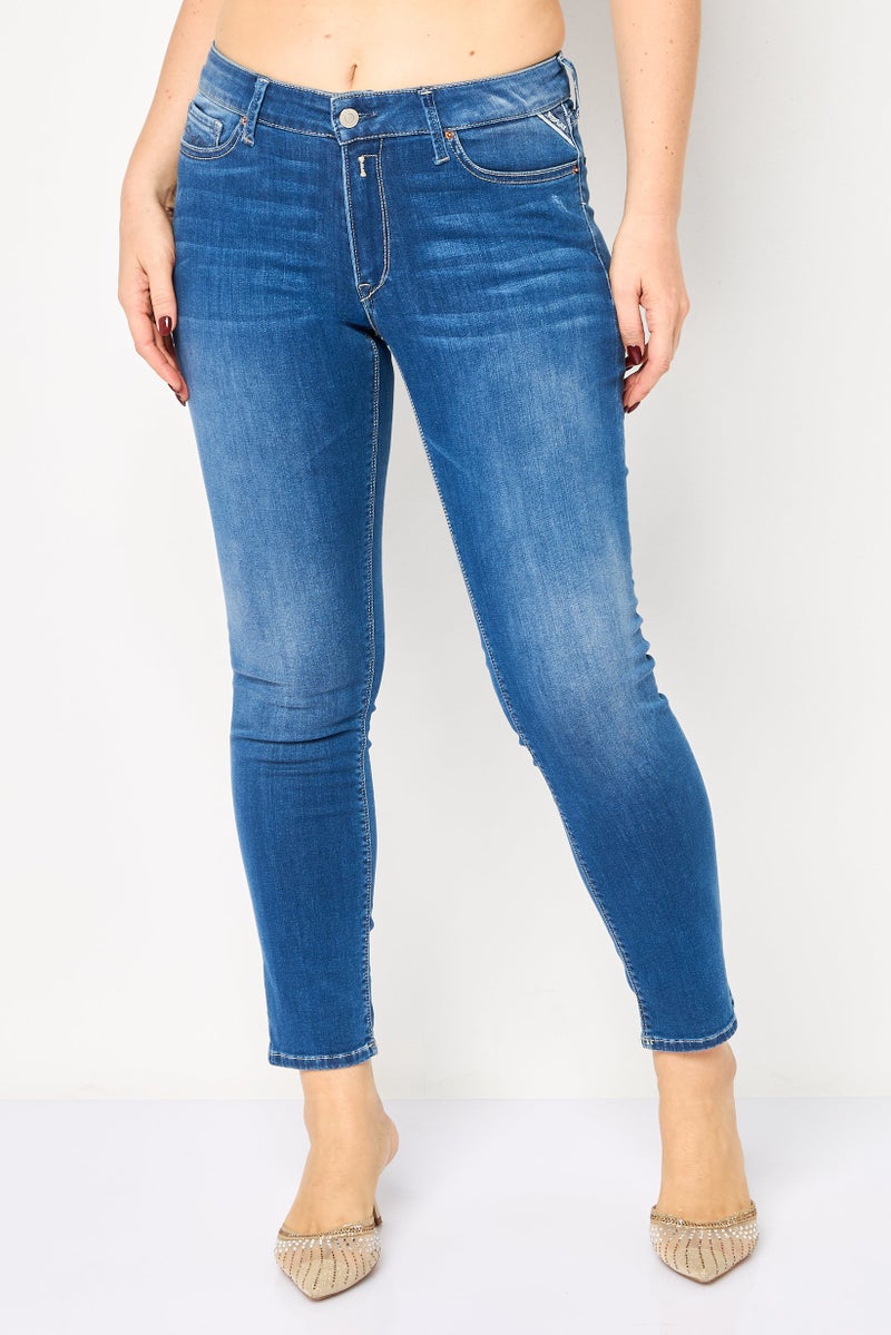 Replay Women Skinny Fit Solid Stretchable Jeans, Blue - Image 1