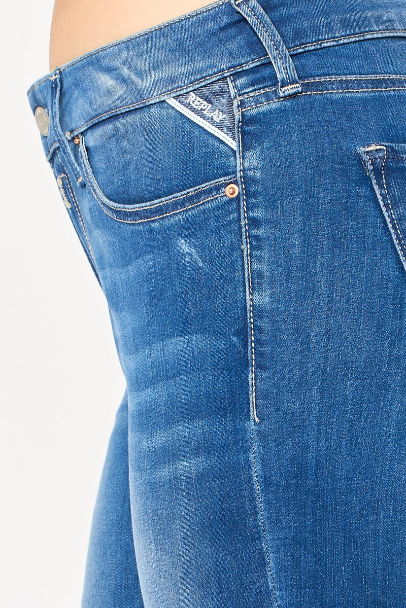 Replay Women Skinny Fit Solid Stretchable Jeans, Blue - Image 2