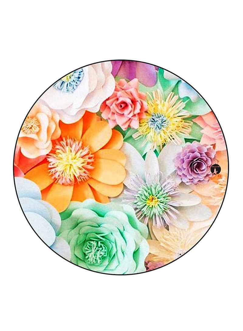 RKN Flowers Printed Mouse Pad  Round  Multicolour