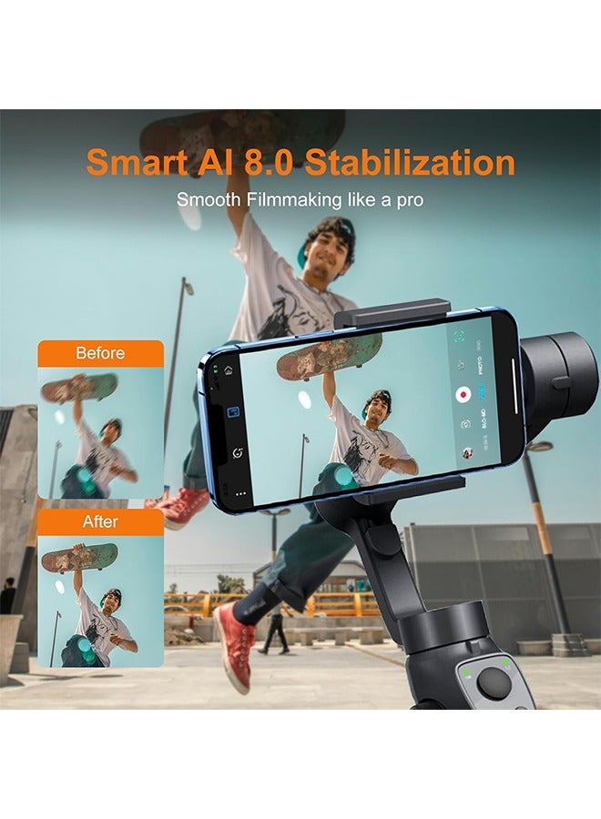 Gimbal Stabilizer for iPhone, Phone Gimbal w/Focus Wheel Face Tracking for 16 15 Pro Max Android 3-Axis Phone Stabilizer for Video Recording Vlog - Image 2