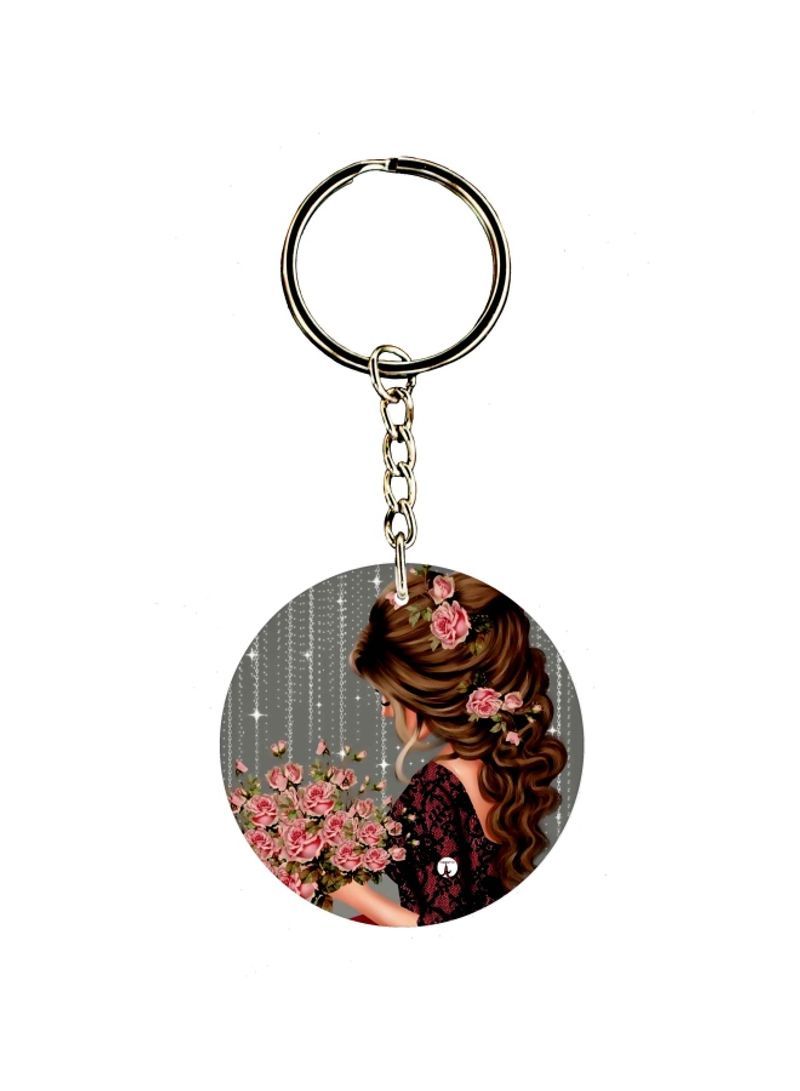 Girl Printed Dual Sided Keychain